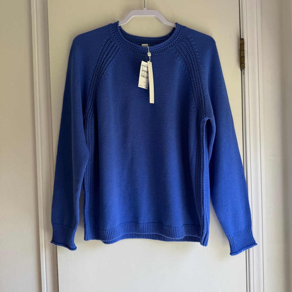 Caslon Blue Dazzle Merino Wool Cotton Blend Crewneck Sweater XL CN510438MI